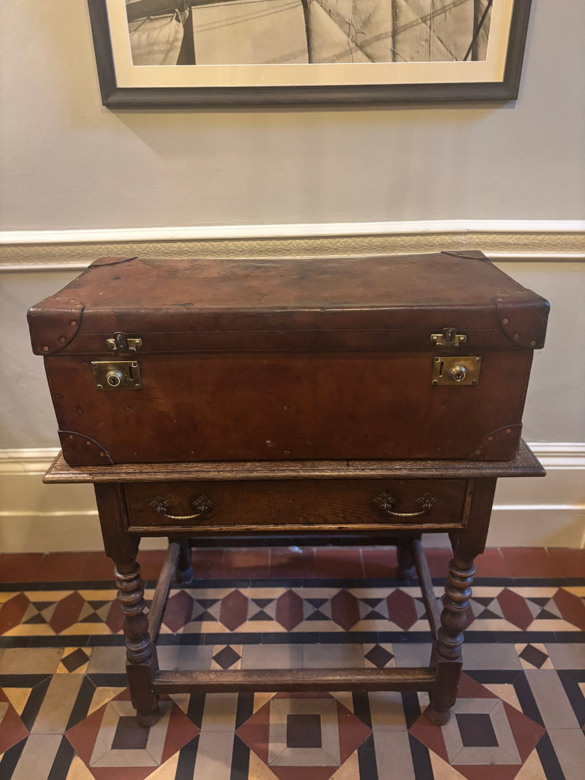 Vintage leather shoe case