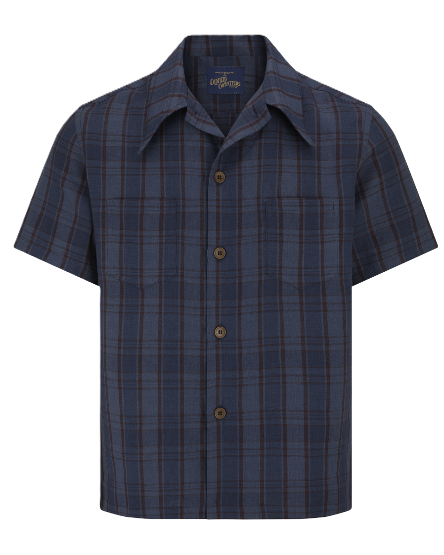 Short sleeved mens vintage collar summer linen shirt