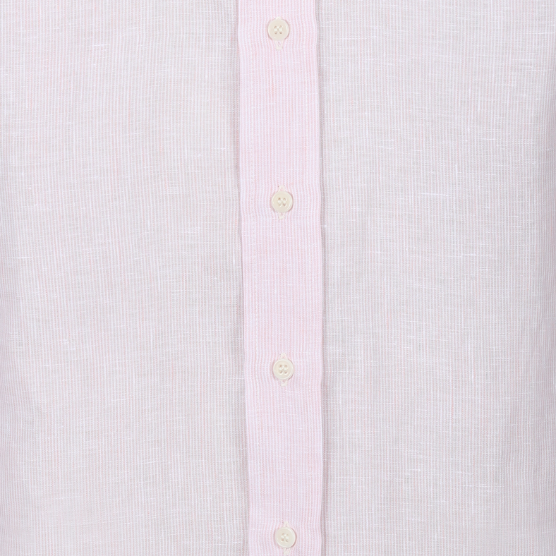 1930s LINEN SHIRT ROUND CUTAWAY COLLAR - PINK & WHITE STRIPE