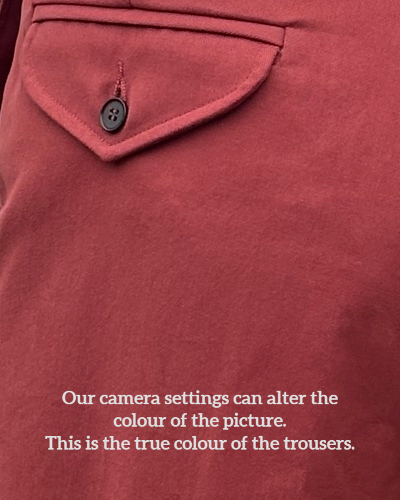 THE "ERROL" TROUSER - COTTON TWILL - BRICK RED