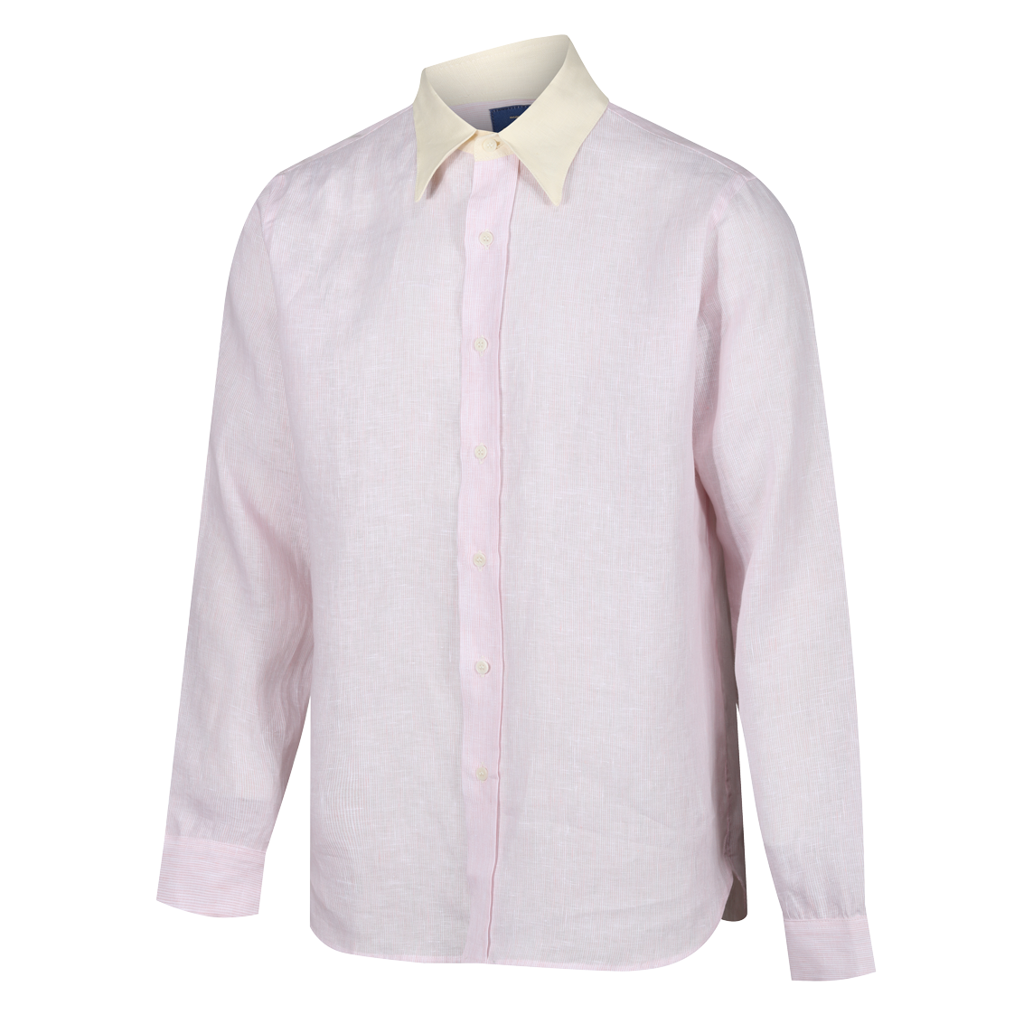 1930s LINEN SHIRT SPEAR POINT COLLAR - PINK & WHITE STRIPE