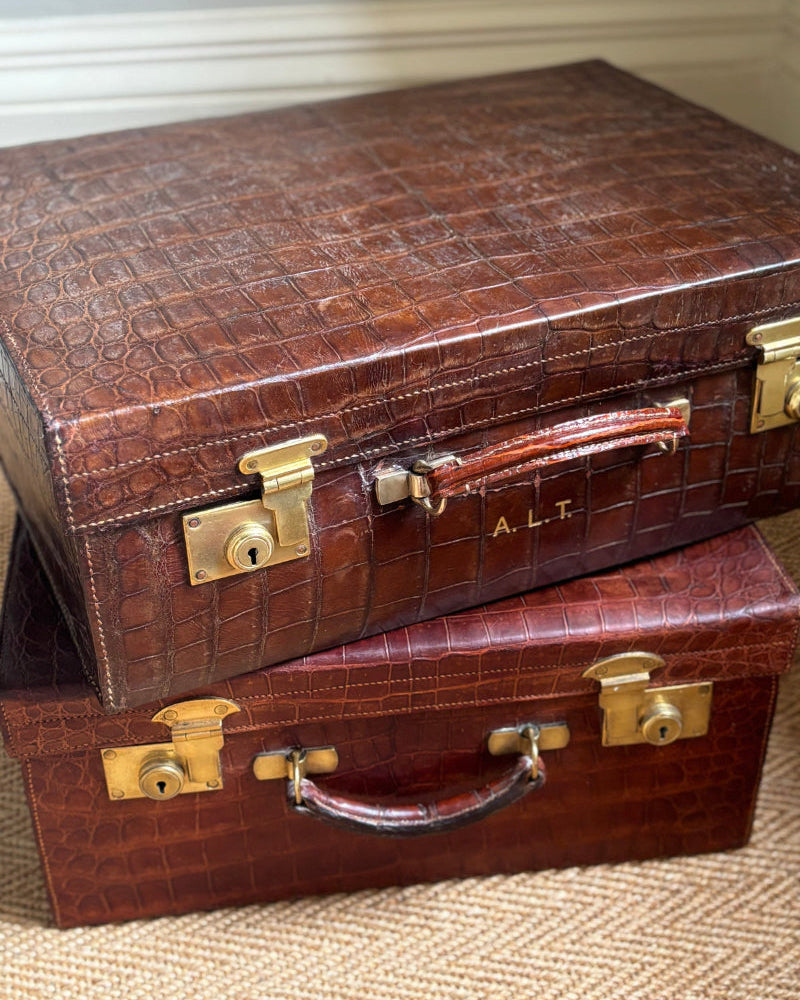 Vintage 1920s Crocodile weekend case