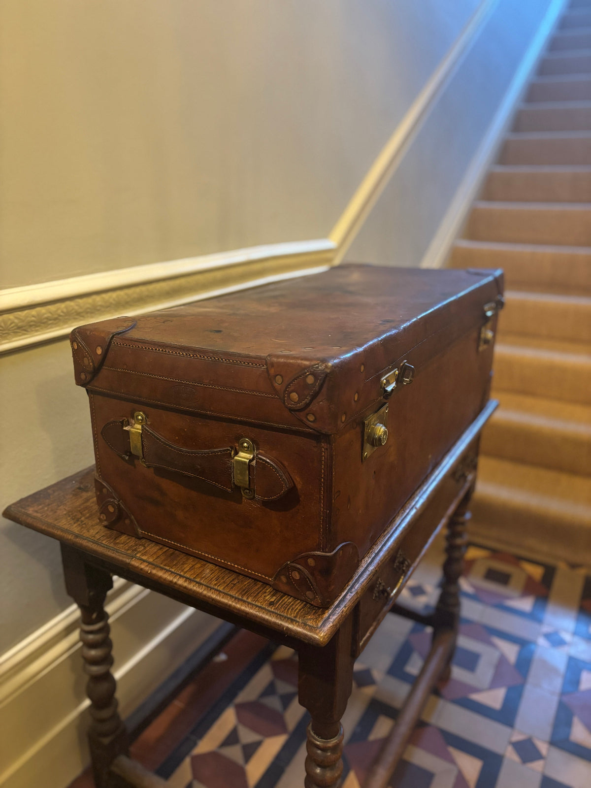 Vintage 1920s Leather Shoe Trunk