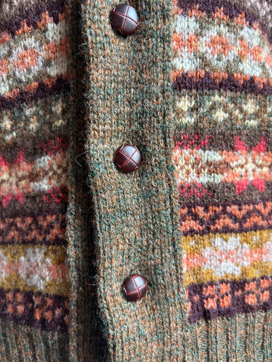 Close-up of a textured fabric with patterned design and buttons.