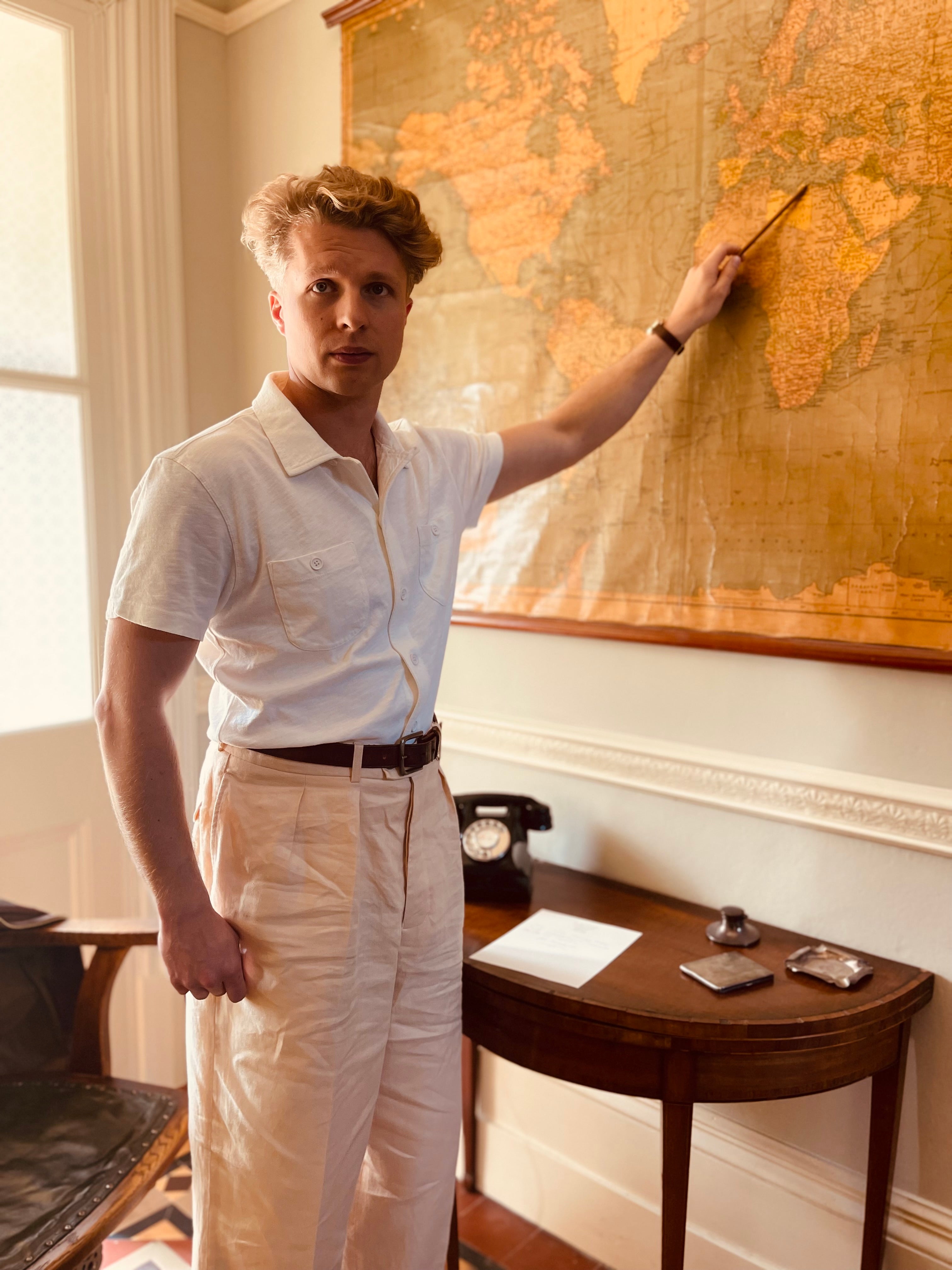 Mens 1930s Summer Vintage Camp collar shirt