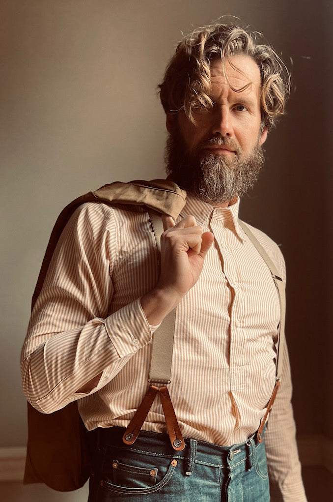 1930s Striped ochre work shirt
