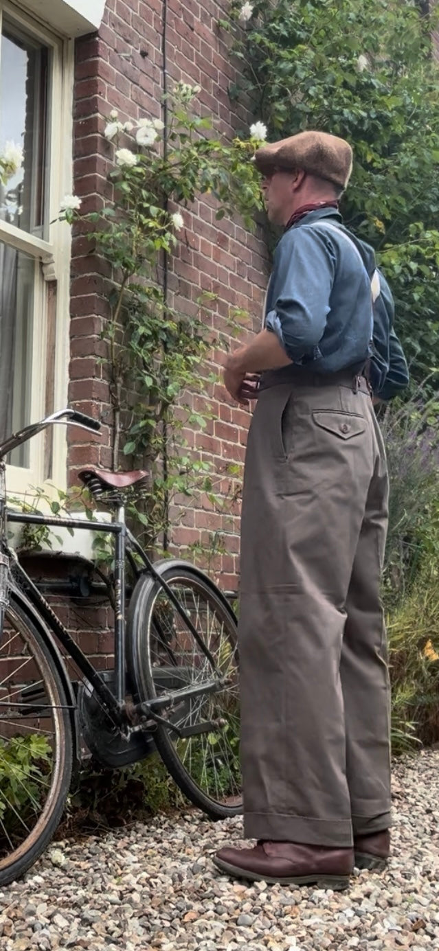 THE "ERROL" TROUSER - COTTON TWILL - TOBACCO BROWN