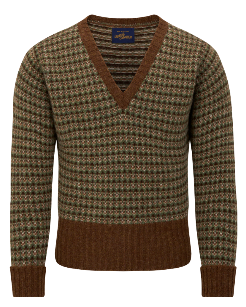 1930s "SARAZEN" SWEATER IN GREEN & BROWN
