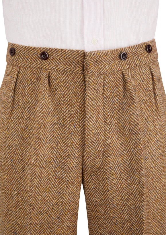Double pleated high waisted tweed trouser