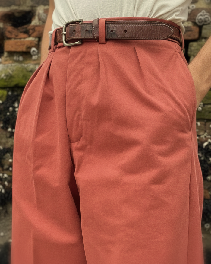 THE "ERROL" TROUSER - COTTON TWILL - BRICK RED