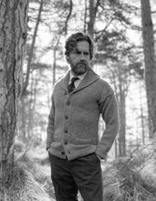 1920s MENS SHAWL COLLAR HEAVY WEIGHT CARDIGAN IN SEAL GREY