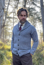 1920s MENS SHAWL COLLAR HEAVY WEIGHT CARDIGAN IN SEAL GREY