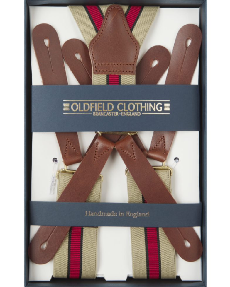 Albert Thurston Khaki brace with red stripe