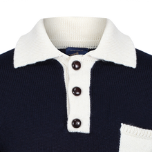1920s BIKER SWEATER IN NAVY & ECRU