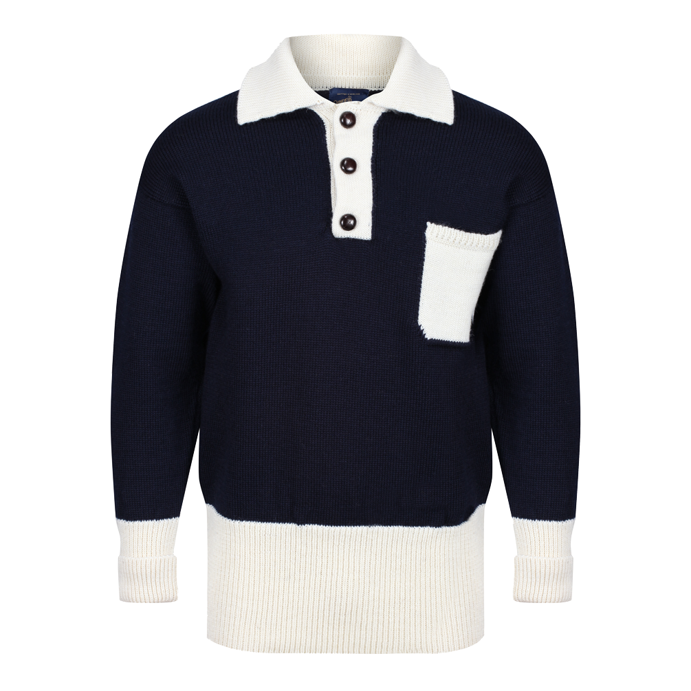 1920s BIKER SWEATER IN NAVY & ECRU
