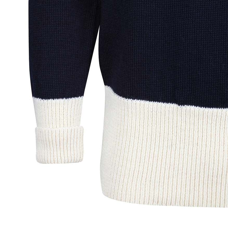 1920s BIKER SWEATER IN NAVY & ECRU