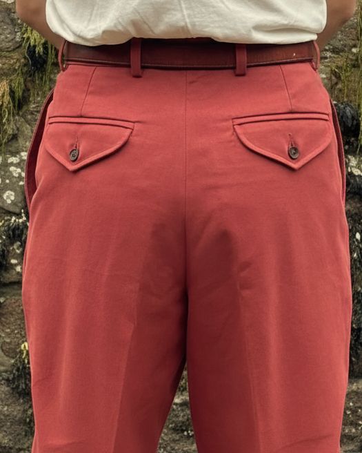 THE "ERROL" TROUSER - COTTON TWILL - BRICK RED