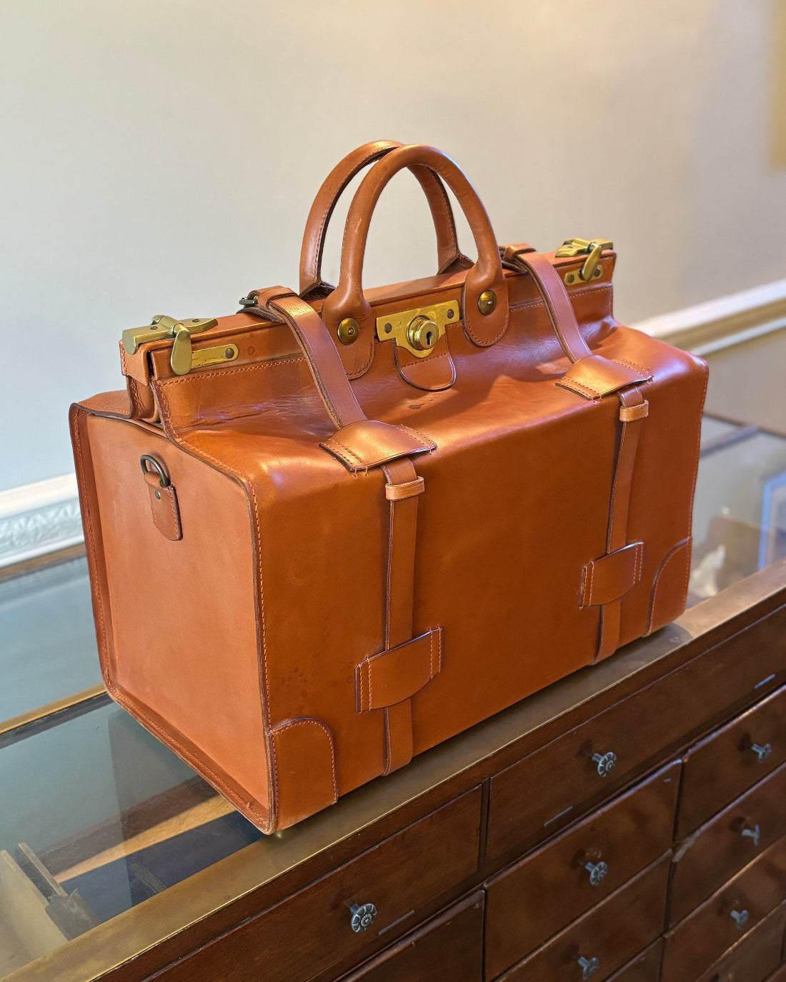 Vintage leather gladstone bag