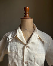 Vintage 1930s Summer Camp collar shirt in Ecru linen