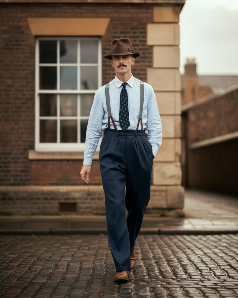 THE "ERROL" TROUSER - LINEN - NAVY