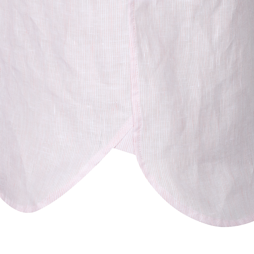1930s LINEN SHIRT ROUND CUTAWAY COLLAR - PINK & WHITE STRIPE