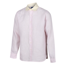 1930s LINEN SHIRT ROUND CUTAWAY COLLAR - PINK & WHITE STRIPE