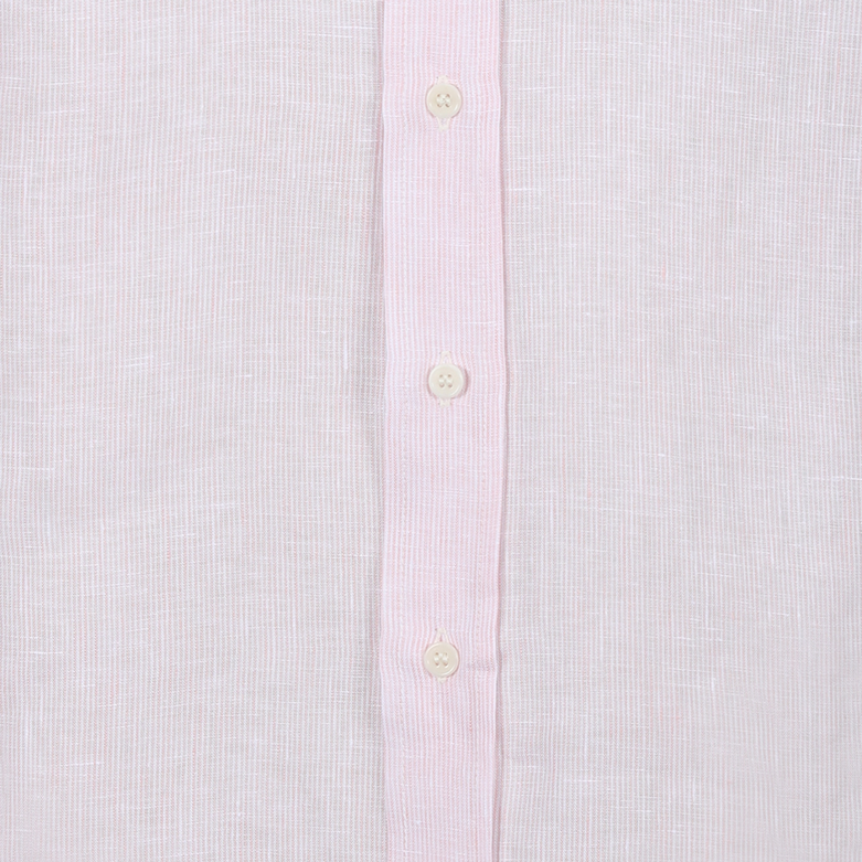 1930s LINEN SHIRT SPEAR POINT  COLLAR - PINK & WHITE STRIPE