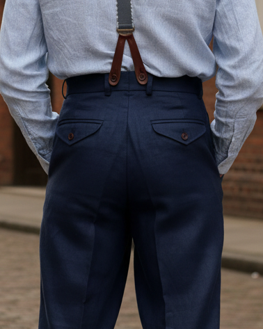 THE "ERROL" TROUSER - LINEN - NAVY