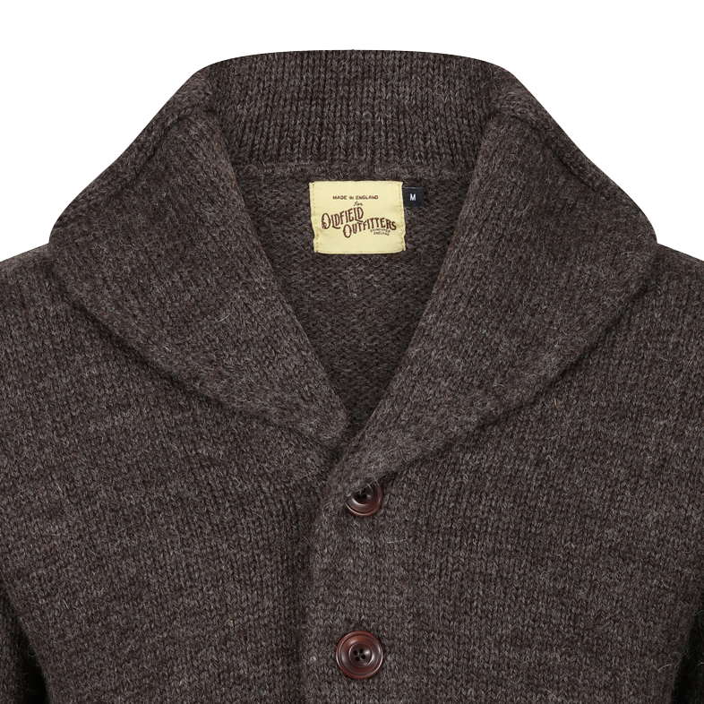 1920s Men s Shawl Collar Heavy Weight Cardigan in Brown