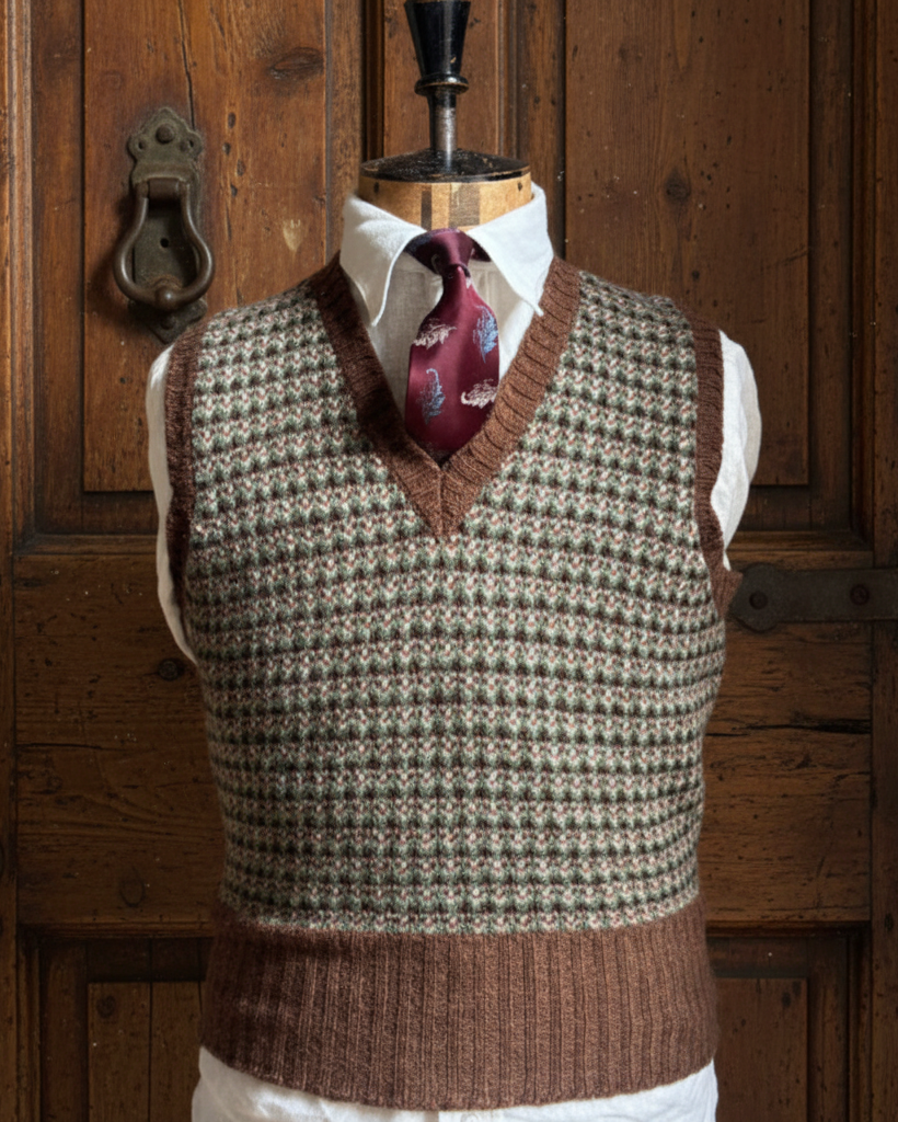 1930s "SARAZEN" SLIPOVER IN GREEN & BROWN