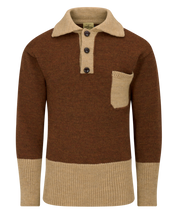 1920s BIKER SWEATER IN CINNAMON BROWN/OATMEAL