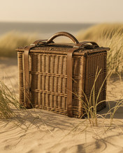 Antique vintage Drew & Sons "En-Route" Picnic basket with contents.
