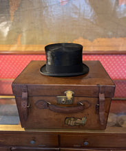 Vintage Leather Hat Box with top hat