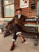 1930s "FAIRBANKS" TRAVELLERS JACKET - DRAB (DARK GREEN) CORDUROY