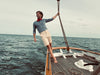 1920s 3/4 SLEEVE "HENLEY" CORFU BLUE