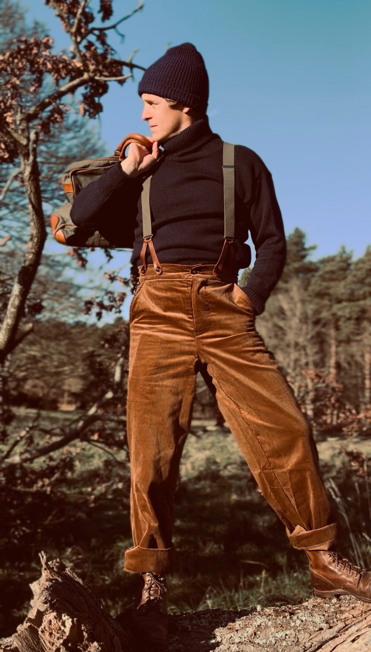 1930s "OLDROYD" TROUSER - BROWN 12 RIB NEEDLE CORDUROY