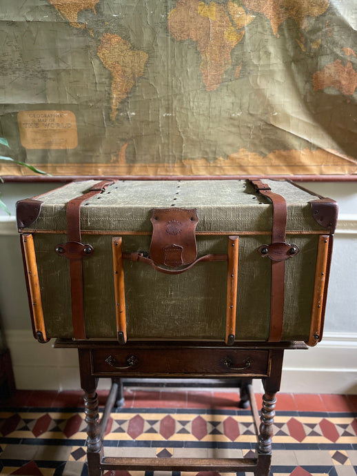 Vintage 1900s Finnigans Canvas and leather trunk