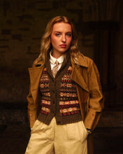 Lady wearing a vintage Fair Isle tank top in 1920s clothing