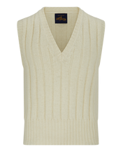Cream coloured vintage 1930s re-production mens slipover with a v-neck made in United Kingdom