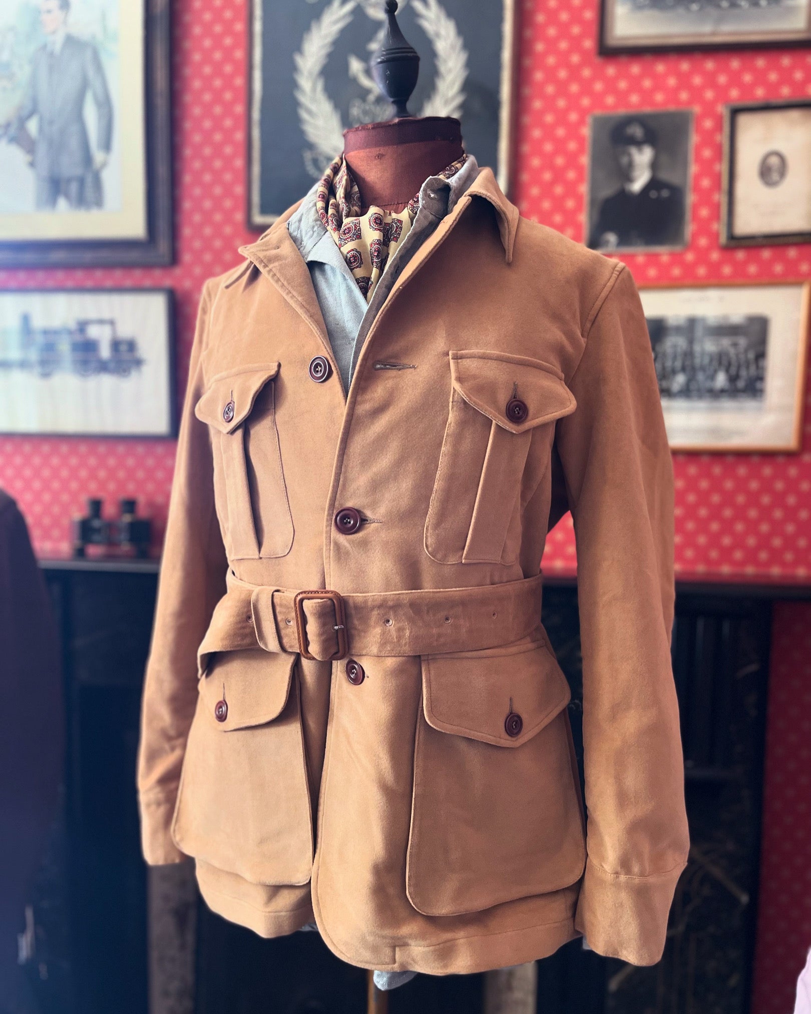 1940s Safari Field Jacket in Camel Moleskin