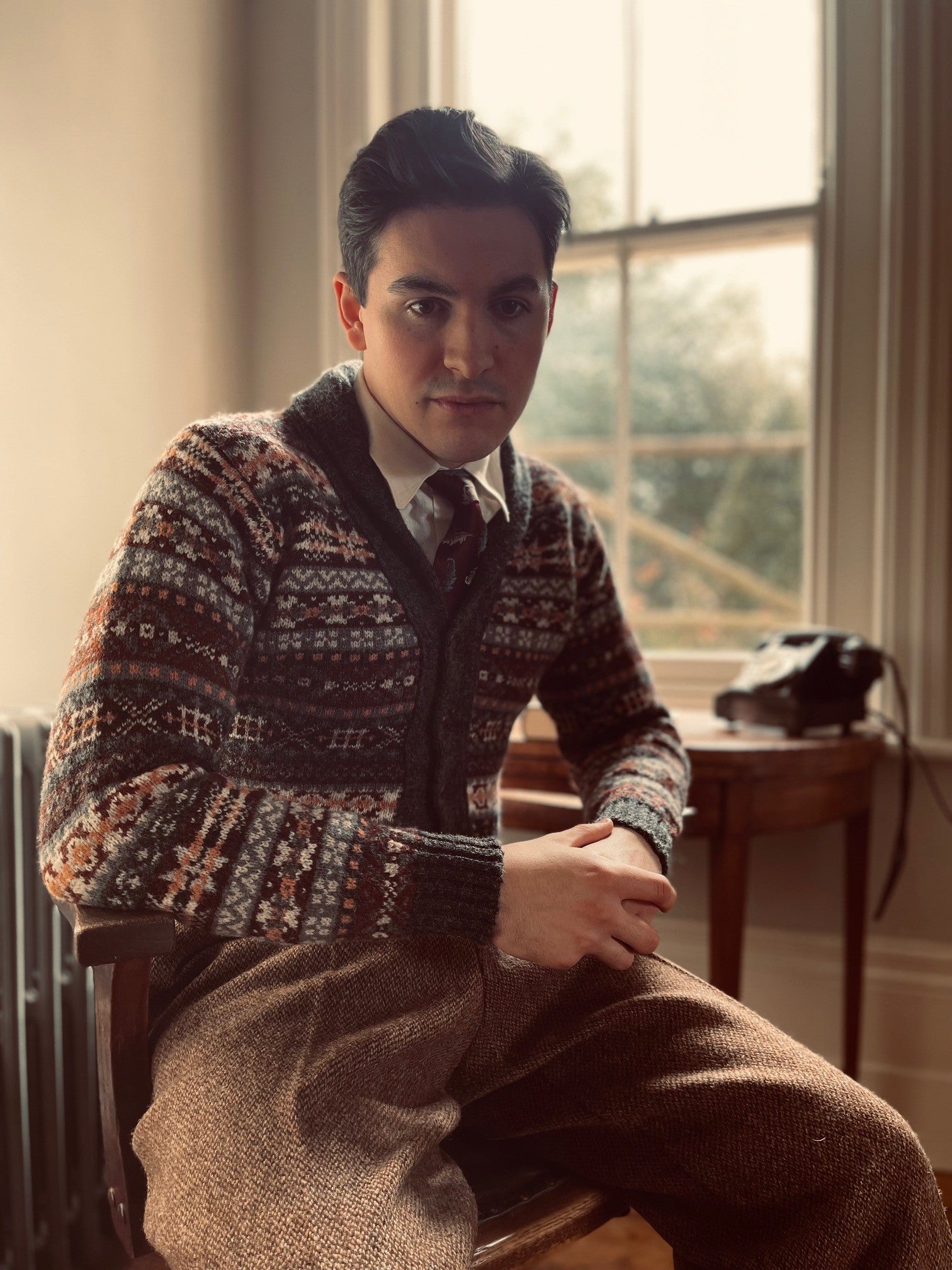 WETHERED MENS FAIR ISLE SHAWL NECK CARDIGAN