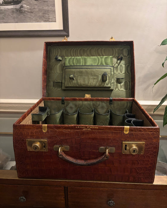 Vintage Crocodile Vanity Case made by Allen, 37 Strand London