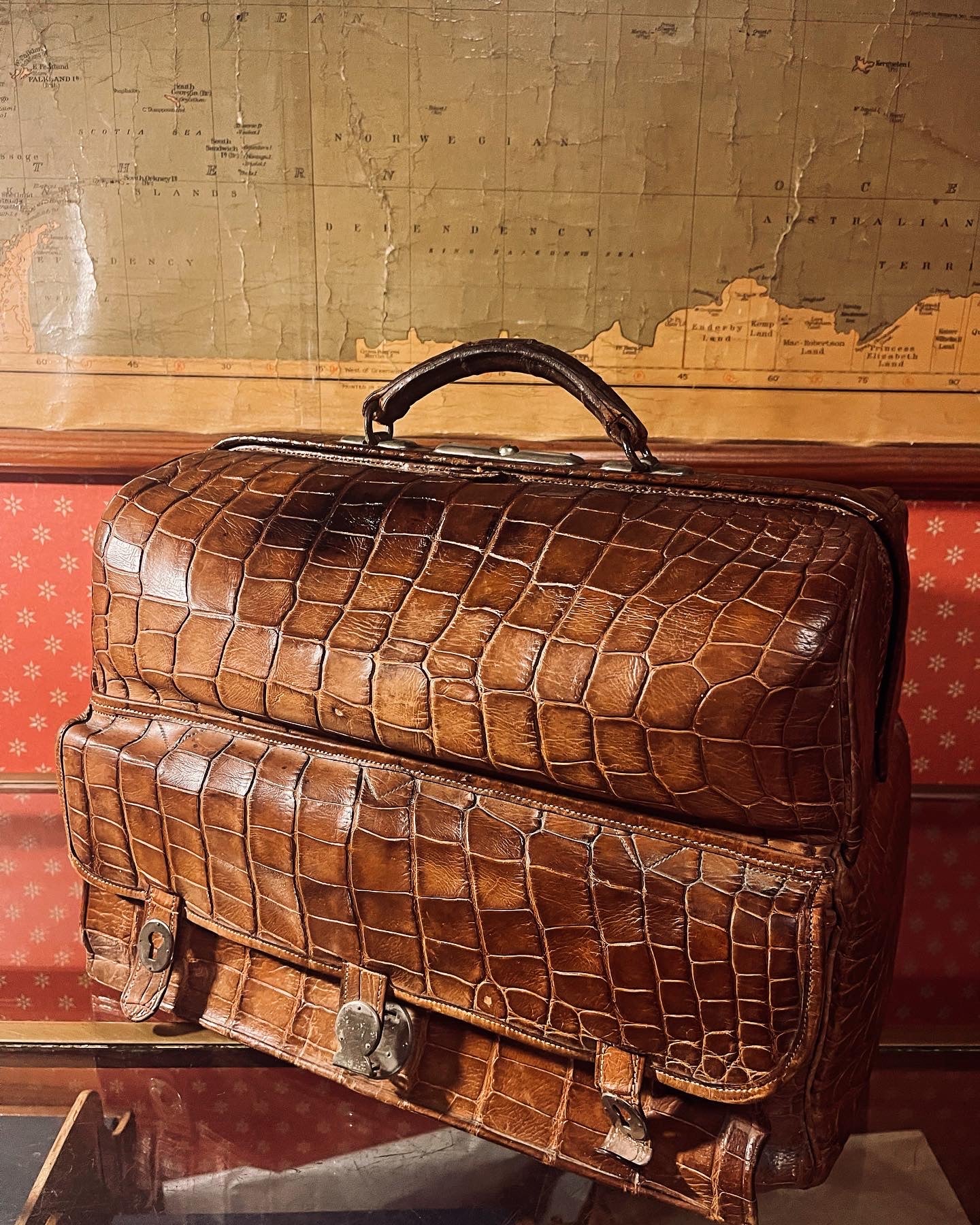 Crocodile leather gladstone bag