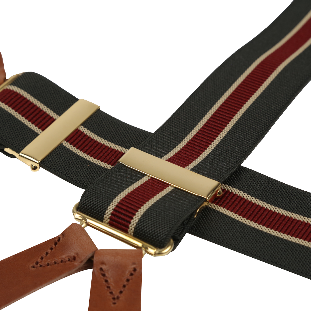 WIDE OLD BLUE & BURGUNDY STRIPE BRACE