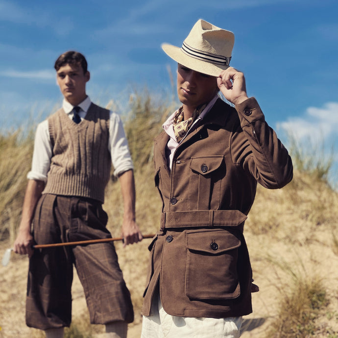 1940s Safari Field Jacket in Brown Moleskin