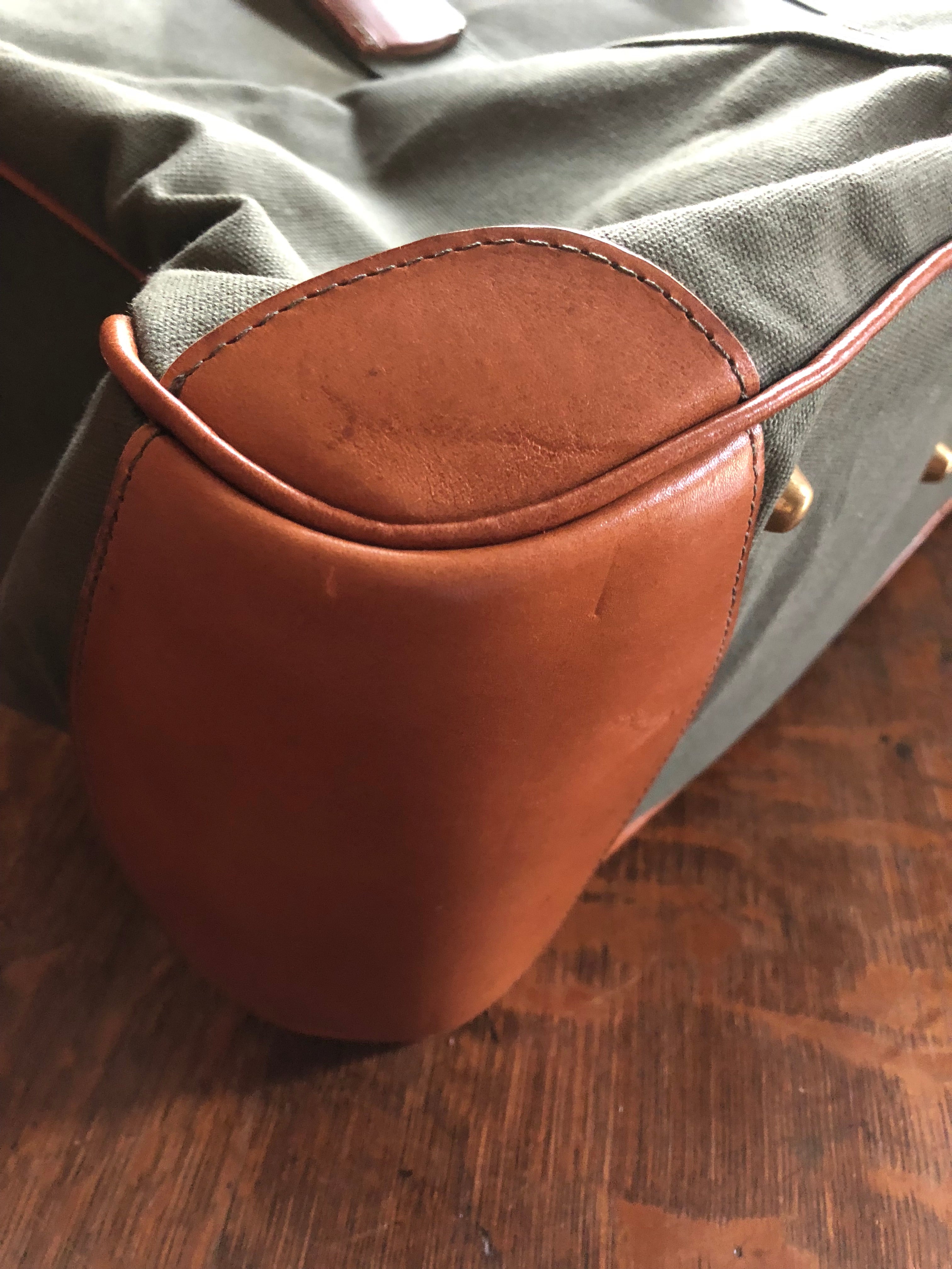 1940s Leather and Canvas kit bag