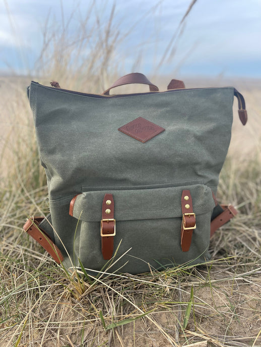 Handmade Leather & Canvas Backpack - Shortwood - Made by Ben at Portamus