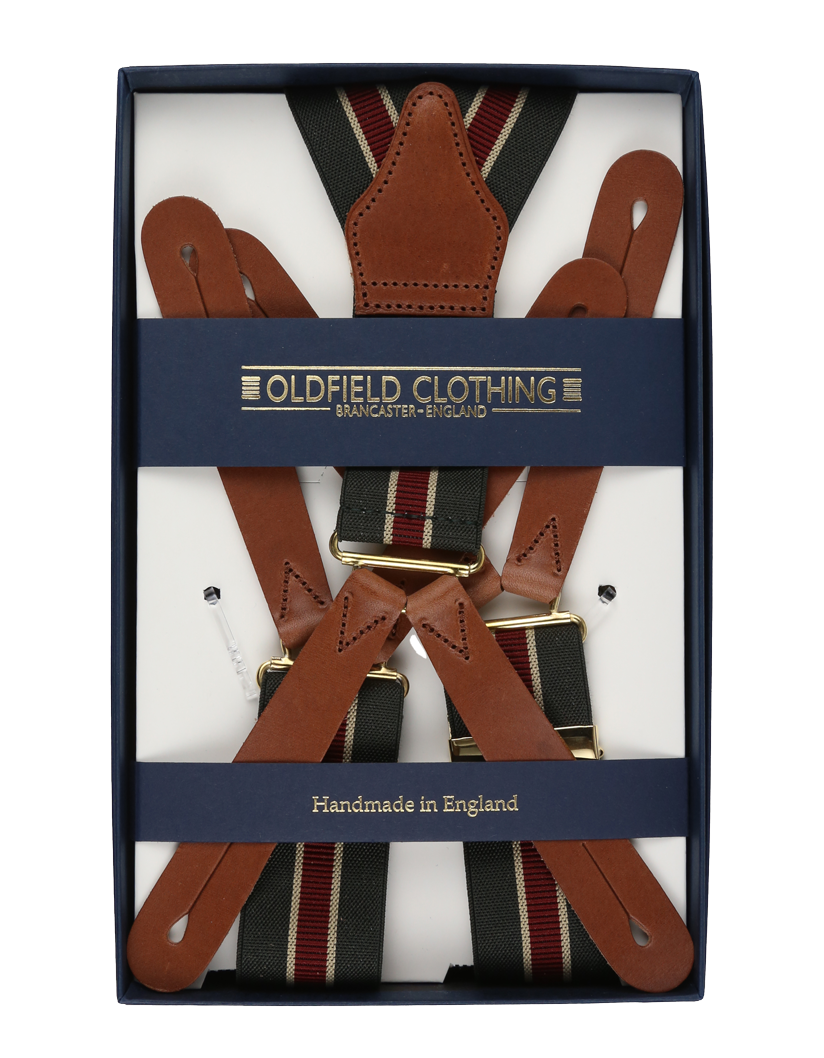 WIDE OLD BLUE & BURGUNDY STRIPE BRACE