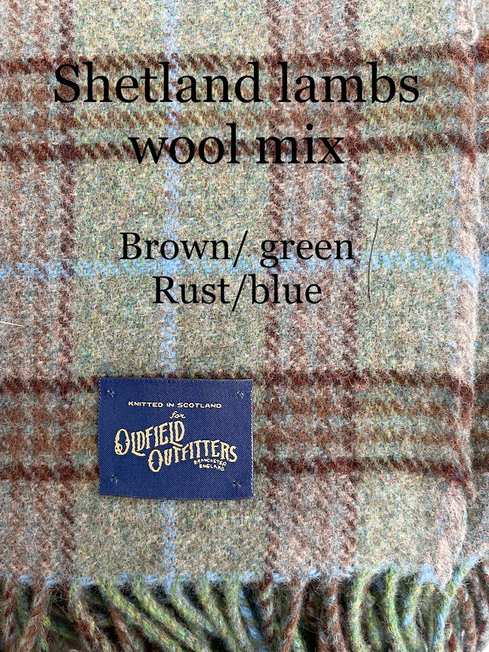 Shetland wool Blanket with English Crafted Vintage leather handle and straps