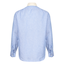 Linen Shirt Blue & White Stripe- Vintage collar
